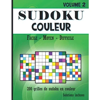 Image de Sudoku couleur Volume 2: 200 grilles de sudokus niveaux faciles, moyens et difficiles