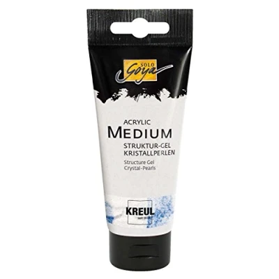 Image de KREUL 86601 Solo Goya Acrylic Medium, tube de 100 ml, gel structure perles cristal, mastic crémeux avec verre, sèche brillant transparent, peut être coloré