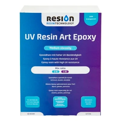 Image de résine époxy avec durcisseur pour Art Rapport 2:1, viscosité moyenne Transparent, 0,75 kg transparente, sans solvant, odeur, kit débutant