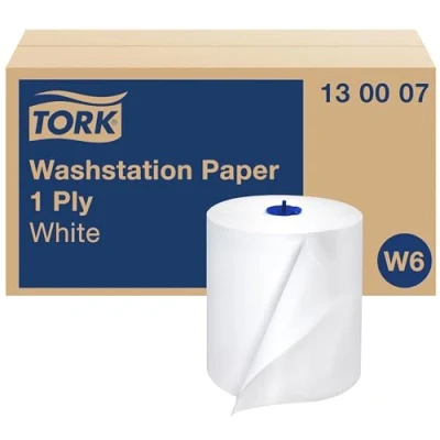 Image de Tork Rouleau de Papier d&#039;Essuyage Basic blanc W6, 6 x 250 m, 130007