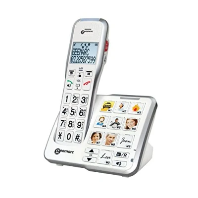 Image de Geemarc Amplidect 595 Photo Téléphone Fixe Amplifié avec Fonction Appel d’Urgence, Sonnerie Puissante et Touches Personnalisables pour Séniors Perte Auditive Moyenne ou Sévère Version FR