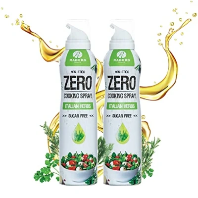 Image de Rabeko Zero Spray de cuisson faible en calories HERBES ITALIENNES 800 portions, 2 kcal par pulvérisation pour frire, griller et cuire sans additifs, sucresans gluten x 200ml