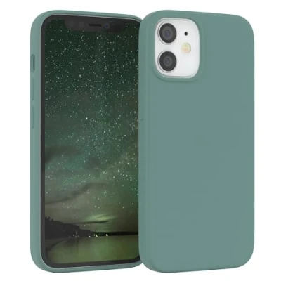Image de EAZY CASE Coque en Silicone Premium pour téléphone Portable Compatible avec iPhone 12 Mini, slimcover Protection Appareil Photo et Doublure intérieure, étui, Vert Nuit