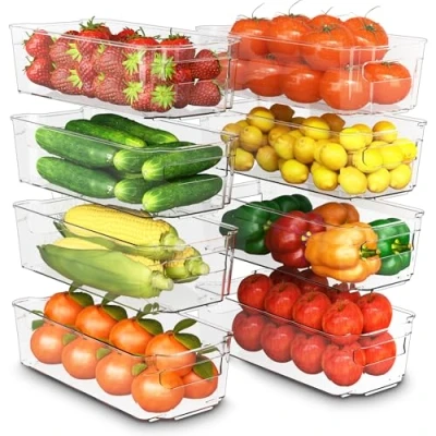 Image de KICHLY Bacs de Rangement Garde Manger Lot 8 Mettre l&#039;ordre dans Placard Cuisine, Salle Bain, Les Comptoirs Bureau avec Multi usages Boite sans BPA (Clair)