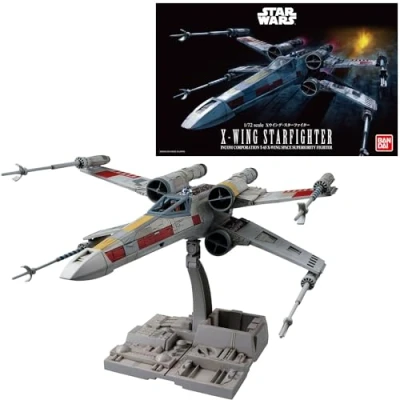 Image de Revell (Bandai Original) 01200 Star Wars X Wing Starfighter (Luke Skywalker) Échelle 1:72 Non construit/pré coloré/clipsé (sans colle) Kit de modélisme en plastique avec base présentation
