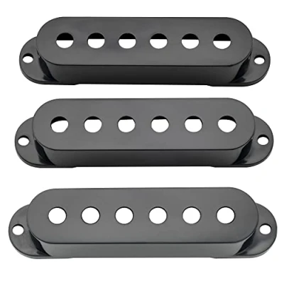 Image de Musiclily Pro Plastique 50/50/52mm Capots Micros Simple Bobinage Stratocaster pour Import Strat Squier Guitare, Noir(Set de 3)