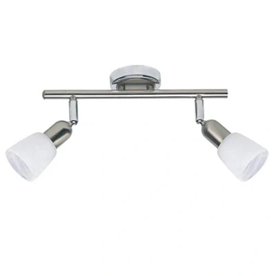Image de Plafonnier à 2 lumières Sofia hauteur 10 cm E14 40W acier, chrome et blanc