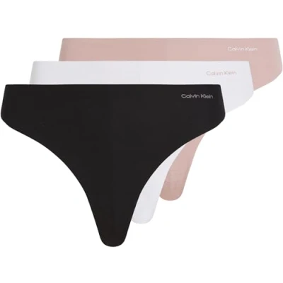 Image de Calvin Klein Underwear Thong MID RISE 3 PACK String, Femme, Taille: Large, Black/white/subdued
