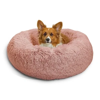 Image de Best Friends by Sheri The Original Calming Donut Coussin pour Chat/Chien Shag Fausse Fourrure Vieux Rose M/76x76cm