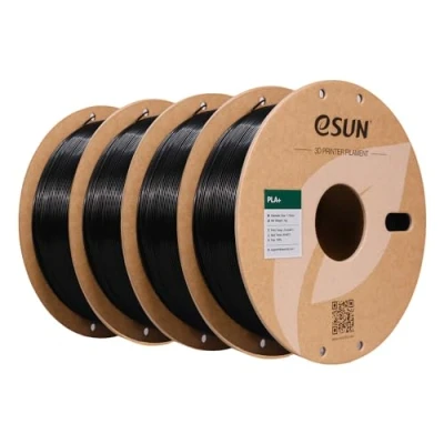 Image de eSUN PLA+ Filament 1.75mm, Renforcé Ténacité Imprimante 3D PLA Plus, Précision Dimensionnelle +/ 0.03mm, 1KG par Bobine, 4 Bobines pour 3D,Noir*4