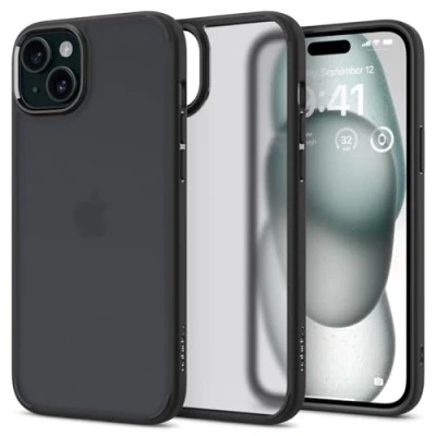 Image de Spigen Coque [Translucide et Anti Empreinte] en Dos PC Bumper TPU Ultra Hybrid Frost pour iPhone 15 Noir