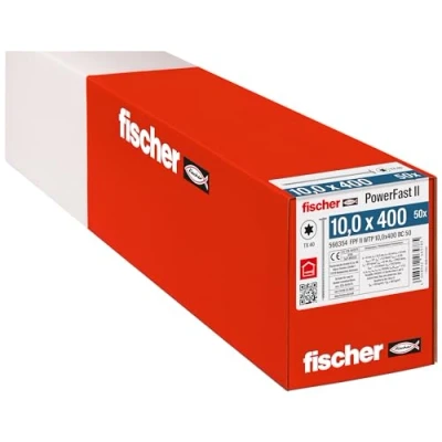 Image de Fischer Vis de charpente PowerFast FPF II WTP 10,0x400 revêtement zingué, Filetage partiel, tête Disque avec Empreinte Torx/Boîte 50