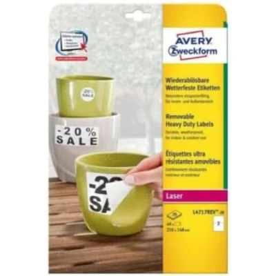 Image de Avery Zweckform Étiquettes 210 x 148 mm résistant aux intempéries, WS 20blatt 40ST résidus