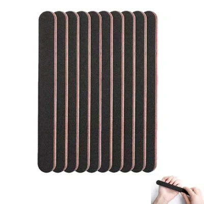 Image de 10Pièces Limes a Ongles,Grain 100/180 Planche D&#039;émeri Double Face, Lime à Ongles Professionnelles Convient aux Soins des