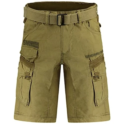 Image de GEO NORWAY PANORAMIQUE Men Bermuda Homme Casual Coton Short Hommes Sport Cargo Bermudas Respirant Decontracté Chino Shorts Court A Ceinture Coupe Normale Confortable Kaki XL
