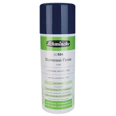 Image de Schmincke vernis universel mat, aérosol, 400 ml, 50 594 042, de finition pour l&#039;huile, l&#039;acrylique et diverses autres techniques peinture, à base résine synthétique avec protection UV, incolore.