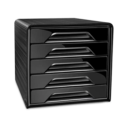 Image de CEP Bloc de classement Module Organisateur 5 tiroirs Rangement documents Bureau Smoove Noir