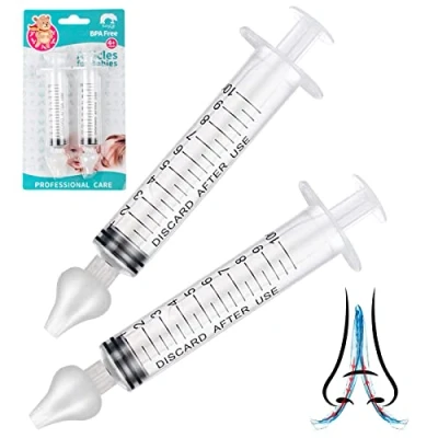 Image de Mouché Bébé Irrigateur Nasal, CaiTang 2Pcs Manuel à Seringues, Mouche Bebe Seringue, Seringue Nasale Bebe, 10ml Professionnelle en Silicone Nettoyable et Réutilisable