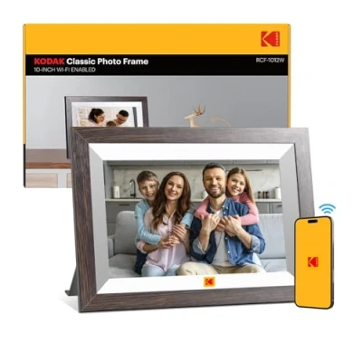 Image de KODAK Cadre Photo Numérique WiFi 10,1 Pouces,Cadre Electronique avec 32Go de Mémoire, Écran Tactile HD 1280x800 IPS pour Partager Photos et Vidéos, Support Multilingue, Rotation Automatique