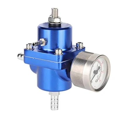 Image de Régulateur de pression carburant, 0 140psi réglable en alliage d&#039;aluminium carburant universel à membrane intégrée Fpr avec support (bleu)