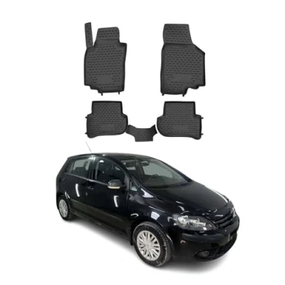 Image de Tapis de Sol Compatible avec VW Golf Plus 2005 2014 Caoutchouc TPE Noir
