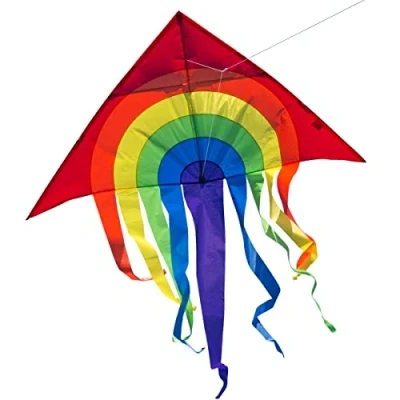 Image de CIM Grand Cerf Volant pour Enfants Super DRACHEN Rainbow Delta XL Red monofil à partir de 6 Ans 150x 166cm Ligne 80ml et queues incluses