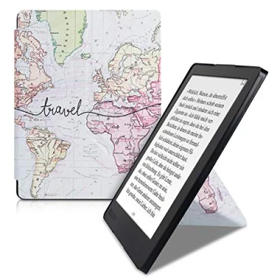 Image de kwmobile Coque liseuse Compatible avec Kobo Aura H2O Edition 2 étui de Protection à Rabat en Simili Cuir Noir Multicolore
