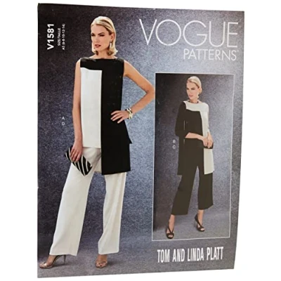 Image de Vogue Patterns 1581 A5 Tunique et Pantalon pour Femme Tissu Multicolore 20 x 0,5 25 cm
