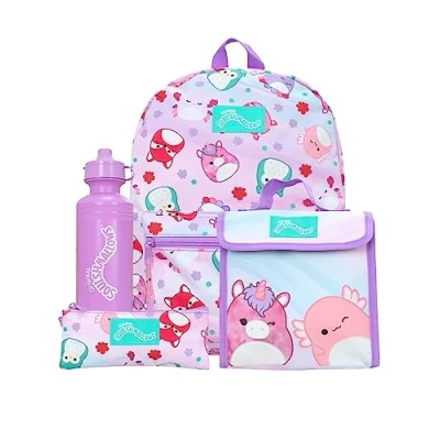 Image de Squishmallows Ensemble de 4 pièces sac d&#039;école à dos et déjeuner pour enfants avec trousse bouteille d&#039;eau Sacs Marchandise officielle