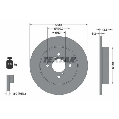 Image de TEXTAR PRO 92227903 Disque de frein 258 9,2 04/06 100 plein revêtu sans boulon fix roue, moyeu roue SUZUKI: Ignis 2, I