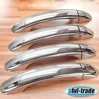 Image de Recambo Capuchons de poignée porte en acier inoxydable chromé Pour VW Touareg I Modèles 2002 à 2010 Type 7L