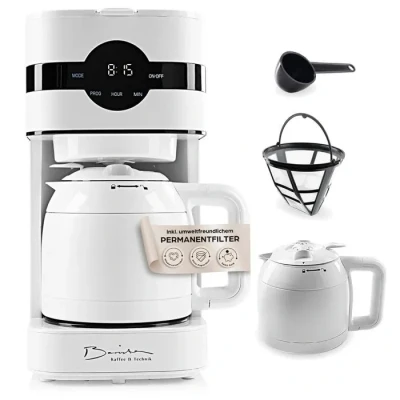 Image de Barista Machine à café écran LED 900W blanc avec verseuse isotherme