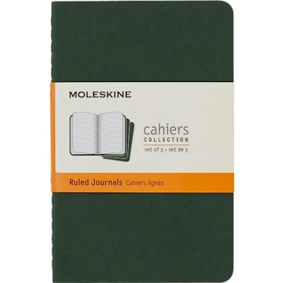 Image de Moleskine Cahier Journal Ensemble de 3 Carnets avec Pages Ligné Couverture en Carton et Piqûres Coton Apparentes Couleur Myrte Taille Format Poche 9 x 14 cm 80