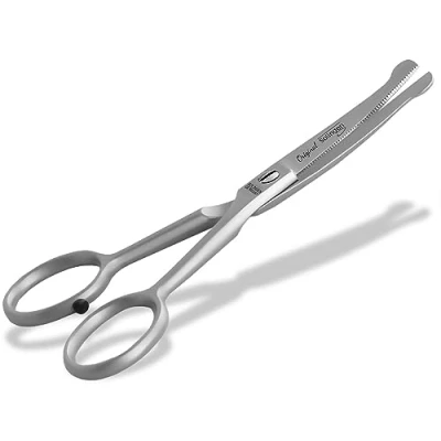 Image de Ciseaux à fourrure de Solingen pour chiens pattes avec microdenture unilatérale Fabriqués en Allemagne surface coupe courbée (11,7 cm)
