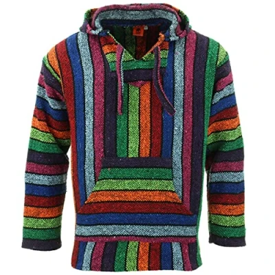 Image de LOUDelephant Sweat à capuche mexicain recyclé Baja Jerga taille réelle M 4XL, Arc en ciel, L