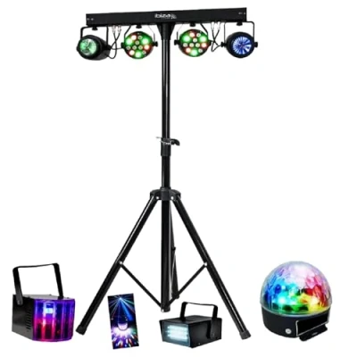 Image de IBIZA SOUND LIGHT Pack Lumière DJLIGHT60 7 Jeux de Projecteurs Moonflower Astro Pied Support Soirée DJ Mobile