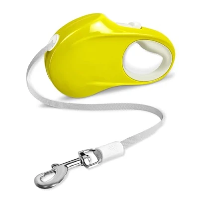 Image de Qianruida Laisse pour Chien Enrouleur 5m Rétractable Extensible avec Ruban en Nylon Durable Jaune