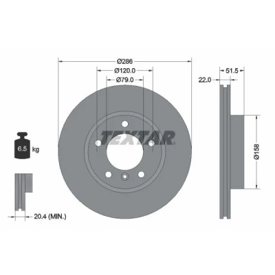 Image de TEXTAR 92055600 Disque de frein 286 22 05/06 120 ventilé l&#039;intérieur sans boulon fix roue, moyeu roue BMW: 3 Berline, Coupe