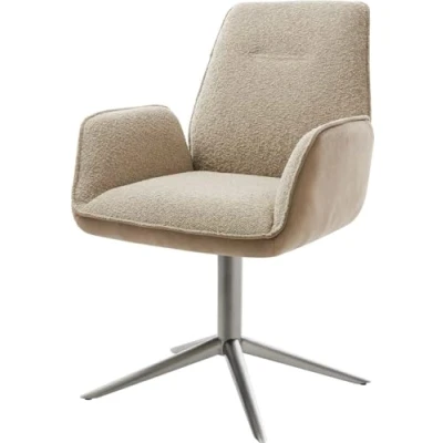 Image de chaise pivotante Zoa Flex tissu mixte couleur boue pied de 4 branches acier inoxydable brossé pivotement sur 360 fonction bascule ressorts ensachés