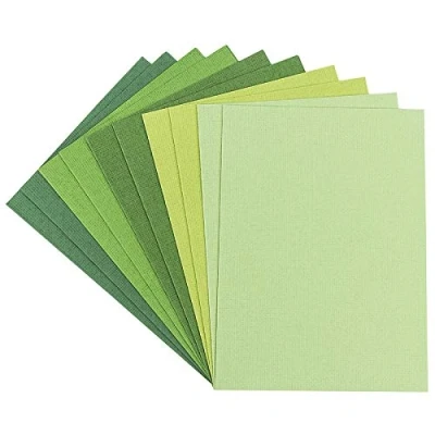 Image de Ideen mit Herz Lot de cartes vœux 10 colorées avec enveloppes blanches aspect lin noble vierge neutre (Tons verts, Din B6 16,5 x 11,5 cm)