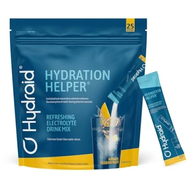 Image de HYDRAID Hydration Helper® MANGO Poudre d&#039;Électrolytes avec 1118mg pour le Sport et une Récupération rapide 25 sachets au goût Mangue Maracuja