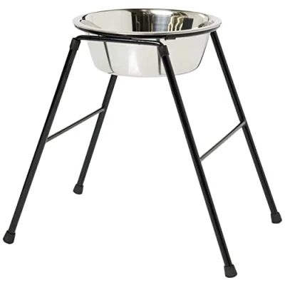 Image de Classic Pet Products mangeoire simple sur support haut avec plat en acier inoxydable de 2500 ml, hauteur 370 mm