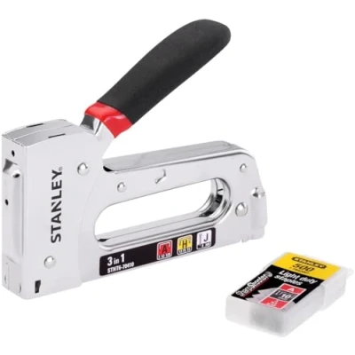 Image de Stanley Stht6 70410 Agrafeuse 3 en 1 Tr120 Corps Acier magasin métal avec Guide Agrafes Intégré Système Anti Bourrage Poignée Soft Grip Faible Angle d&#039;enclanchement