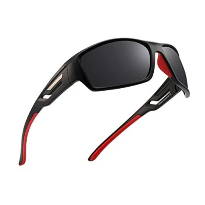 Image de PUKCLAR Lunettes de soleil Hommes Polarisées Léger TR90 Frame UV400 Spring Hinges Sunglasses