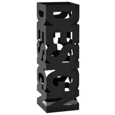 Image de vidaXL Porte Parapluie Design Acier Noir Support de Parapluies Meuble d&#039;Entrée
