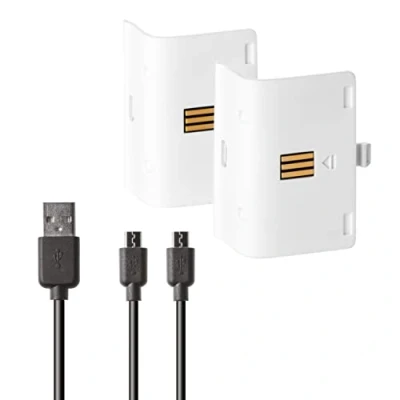 Image de Kit de batterie 2 Batteries rechargeables pour Xbox One compatible avec Station Charge Twin X comme remplacement blanc
