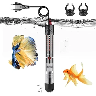 Image de Bonlux 100W Chauffage D&#039;aquarium, Température Réglable Submersible pour Aquarium Eau Douce et Salée avec 2 Ventouses Jusqu’ à 120L D’Eau, EU Plug (Paquet de 1)