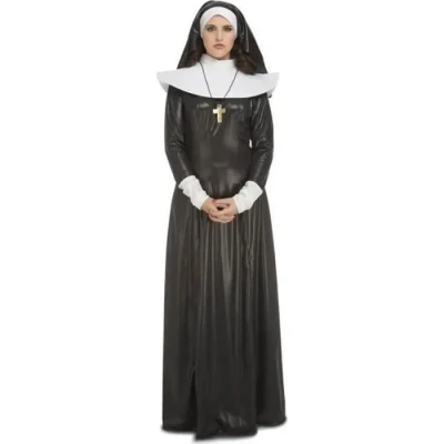 Image de Déguisement de nonne pour femme Disfrazzes Comprend coiffe, tunique et col Noir Multicolore Adulte