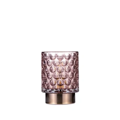 Image de Pauleen 48239 Lumineux Glamour Lampe de table mobile en verre Fonction minuterie Batterie 6H sans câble Rose/Laiton