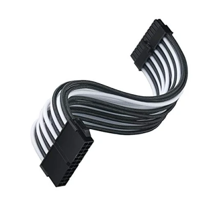 Image de Manchon d&#039;extension universel pour bloc d&#039;alimentation Silver Stone, câble modulaire ATX 24 broches SST PP07E MBBW (Noir + blanc) noir